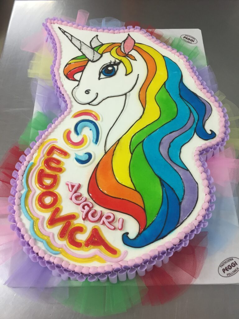 torta compleanno forma unicorno